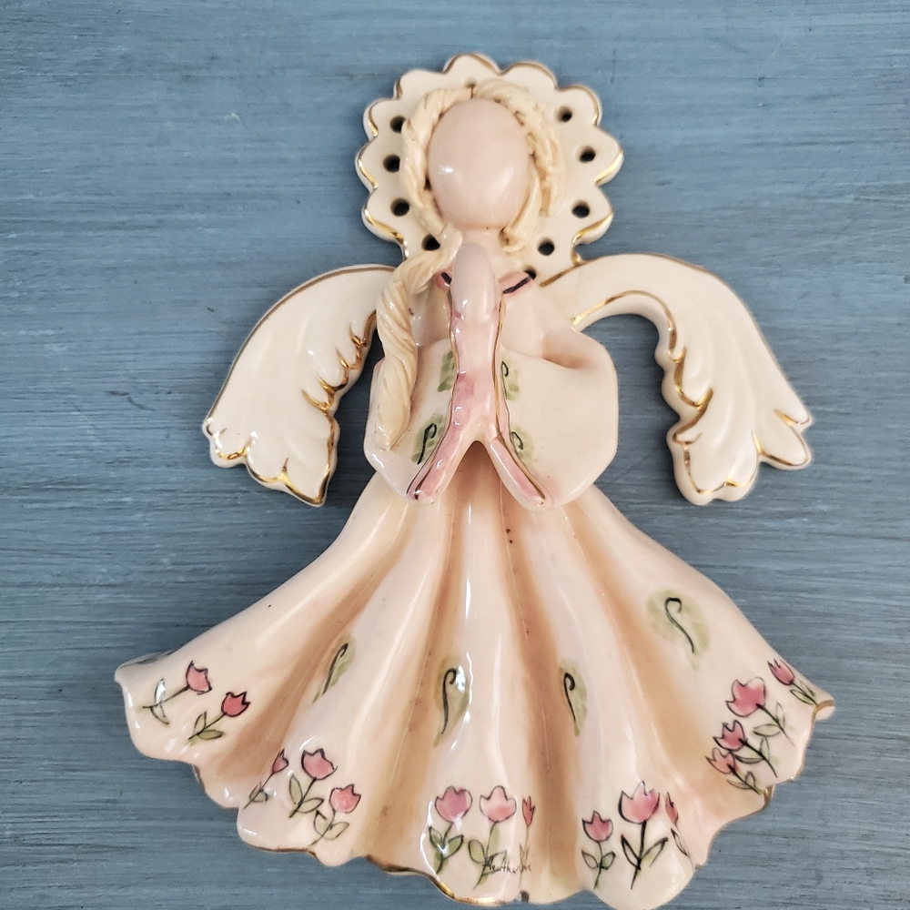 Clayworks by Blue Sky Floral Angel Wall Hanging